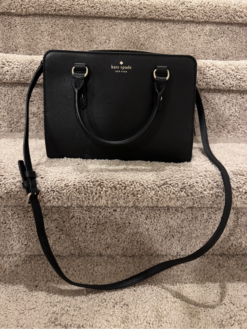 Kate Spade New York Black Pebbled Leather Kyla Satchel Shoulder Bag Crossbody
